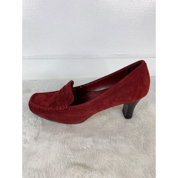 AK Anne Klein Iflex Womens Red Suede Loafers heels Size 9.5M - Picture 4 of 9